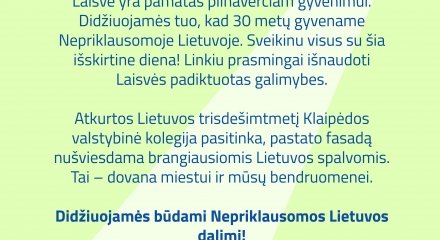 Kovo 11 dienos sveikinimas!