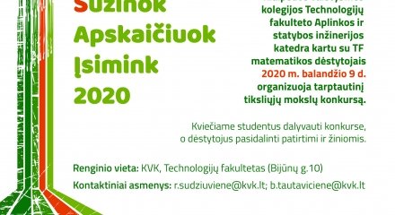 Kvietimas į Tarptautinį tiksliųjų mokslų konkursą – „Sužinok–apskaičiuok–įsimink 2020“